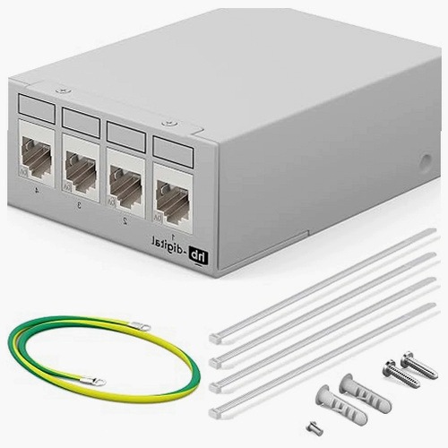 Панель кросова 4 портовий CAT.6A KEYSTONE RJ45 корпус металевий набір