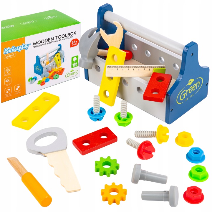 Kinderplay GS4697 дерев'яний ящик з інструментами 22 елементи 3+ — фото 9