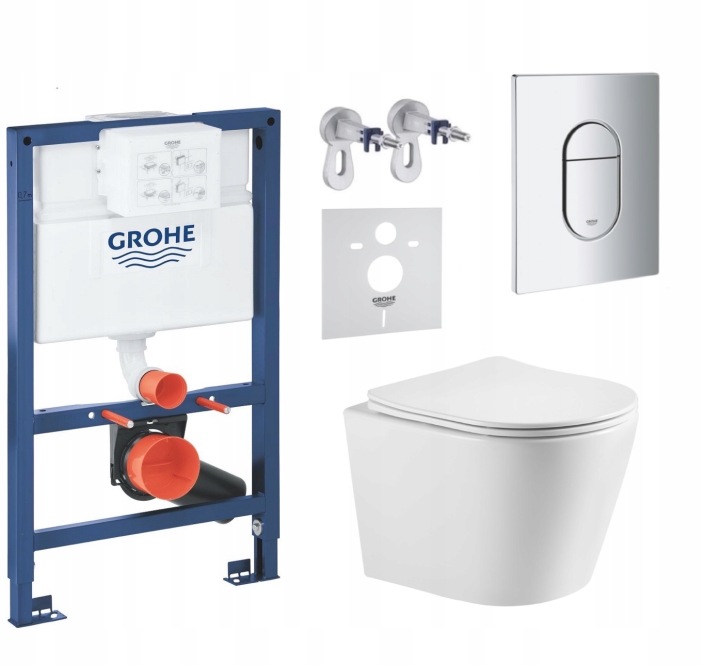 7v1 Sada Wc Stelaz Grohe, Wc Mísa Tornado Imprese, Tlačítko Fresh Chrom