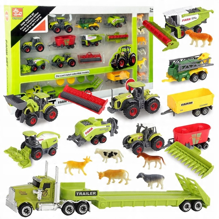 SET OF AGRICULTURAL VEHICLES TRACTOR FOR CHILDREN ANIMALS SET XXL