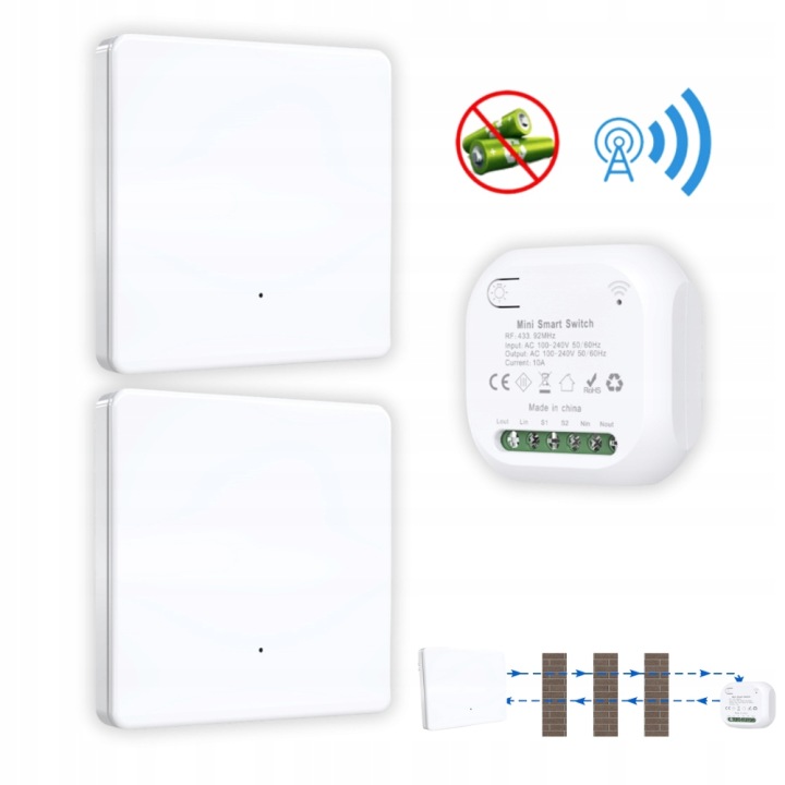 Bezdrátový spínač světla Rf 433 MHz 10 A, bezdrátový nástěnný panel