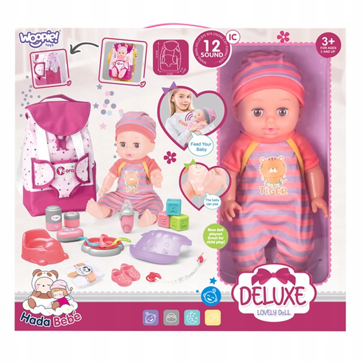 WOOPIE ROYAL ZESTAW LALKA BOBAS DO KARMIENIA OPIEKUNKA Z AKCESORIAMI 19 EL.