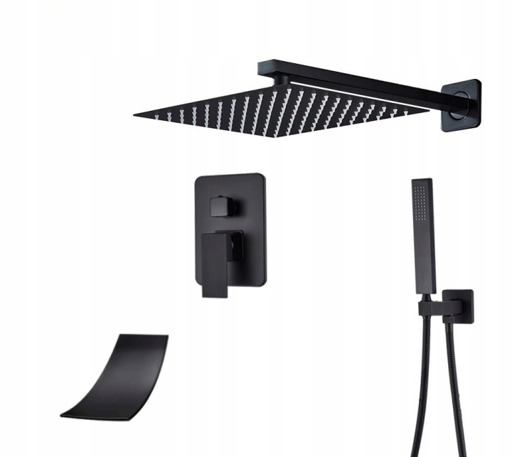 Podomítkový Set Černý Matný Vývod Vodopád Box 40 CM