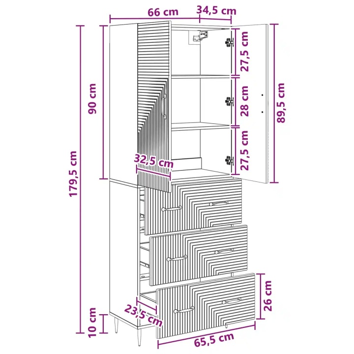 Набір шафок 2 шт. 66 x 34,5 x 90 см інженерна деревина — фото 10