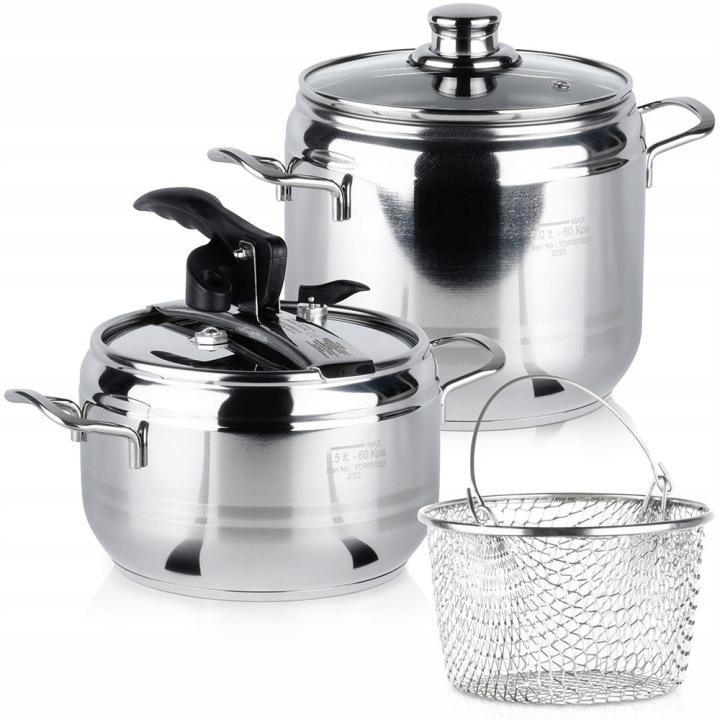Tlakový Hrnec ocelový 2 ks 3,5 l a 5 l 22 cm indukce