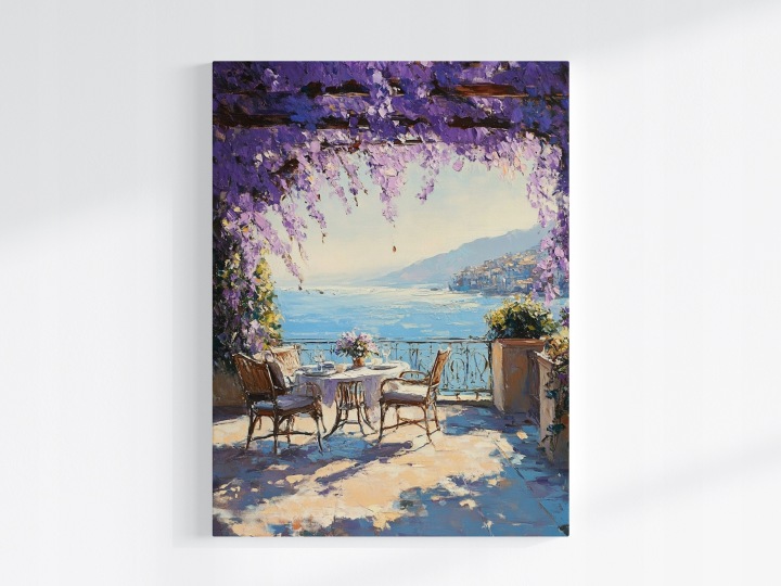 Plakát Krajina Středomořská Terasa Moře Wisteria 75x100