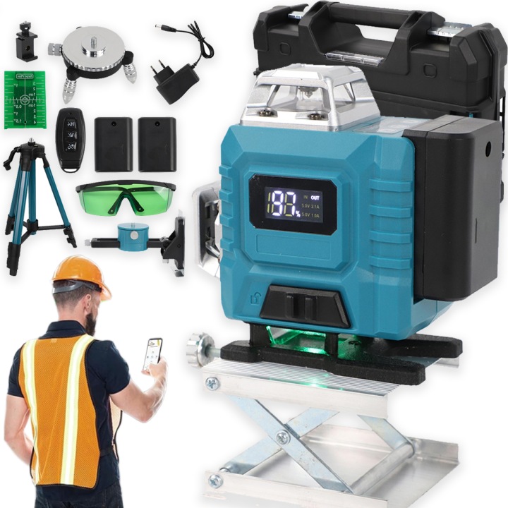 Laserová Vodováha 360 Rovinná 4D Laser Křížový Set Pro 16 Linií