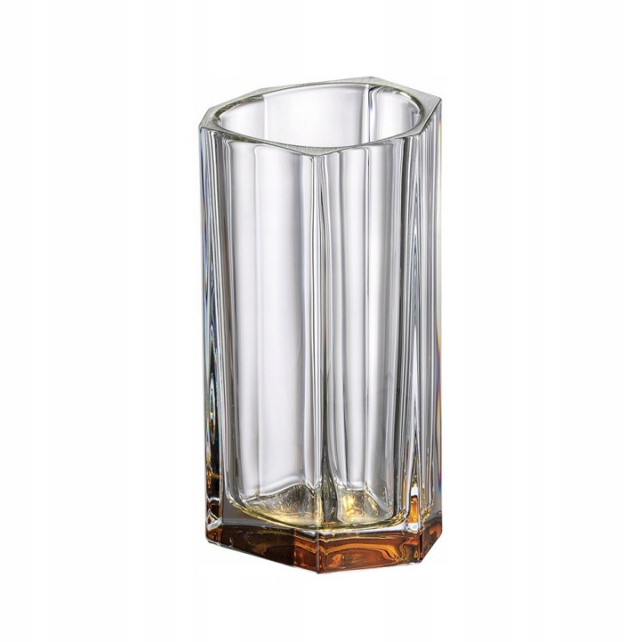 Bohemia Křišťálová váza Bazalt Amber Bottom, jantarové dno 25 cm