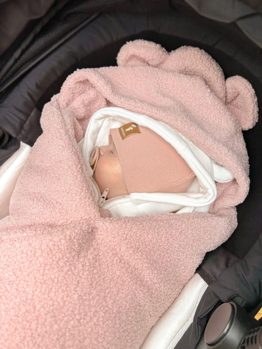 Утеплений конверт, плед з капюшоном для автокрісла Баранчик, Baby Nellys, пудрово-рожевий — фото 5