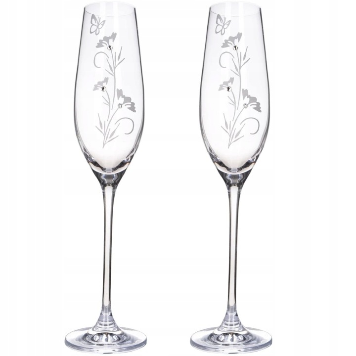 Sklenice na sekt s krystaly Precoisa 210ml Flower 2 ks