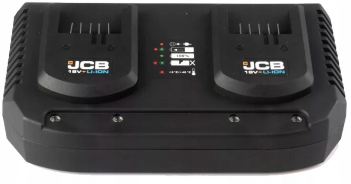 Nabíječka akumulátorů dvojitá, lehká, praktická, 18V, 2x3.5A Jcb