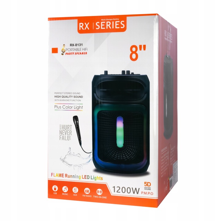 POWERFUL PORTABLE BOOMBOX BLUETOOTH SPEAKER USB SD AUX RADIO MICROPHONE KARAOKE Manufacturer code RX-8131