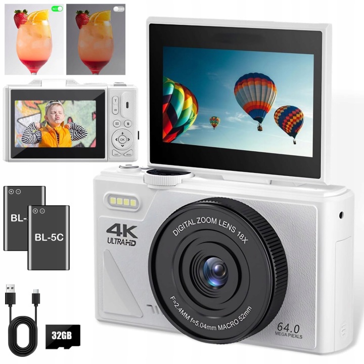 Апарат миттєвий для дітей 4K HD 64MP 3" екран ZIEW 18 шт. картка 32 ГБ