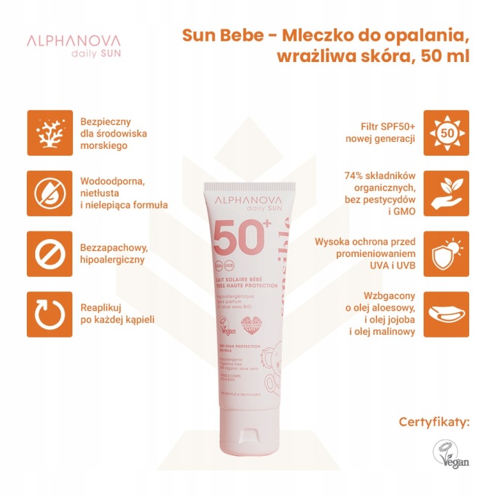 Молочко Сонцезахисне ALPHANOVA Daily Sun SPF50+ 50 мл Шкіра Чутлива — фото 2