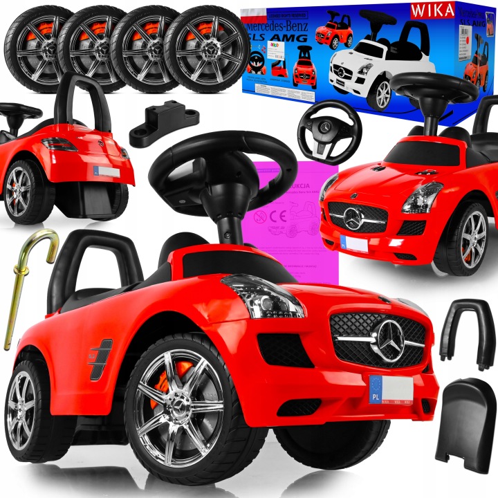 Каталка Mercedes SLS AMG Каталка Для Дитини Спинка Відсік Червоний — фото 7
