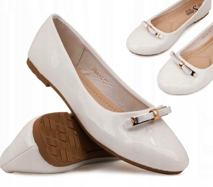 -%% Balerinki Buty KOMUNIJNE Dziewczynka Білі р.32