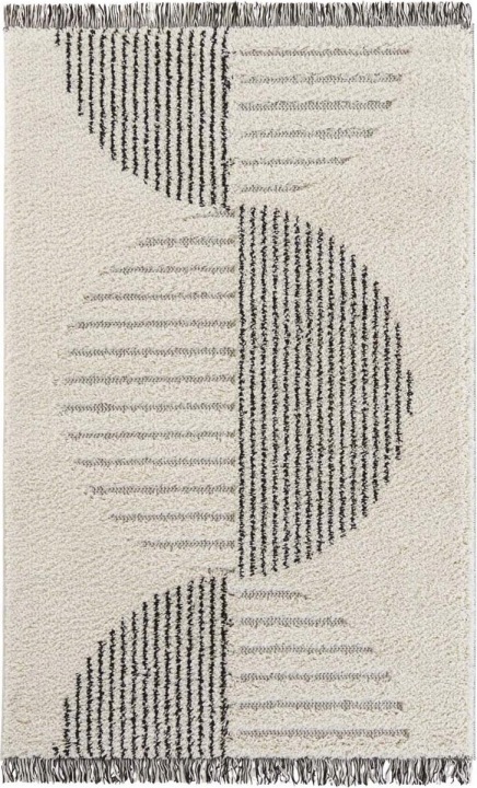 Koberec krémově černý Shaggy 80 x 150 cm