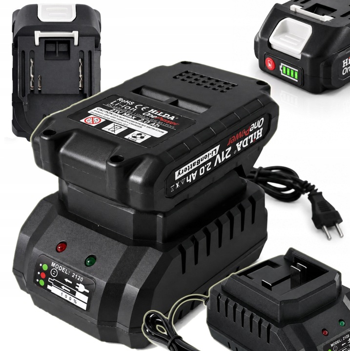 Rychlonabíječka Akumulátor 21V 4Ah Fast Charger 2A 42W Led Hilda