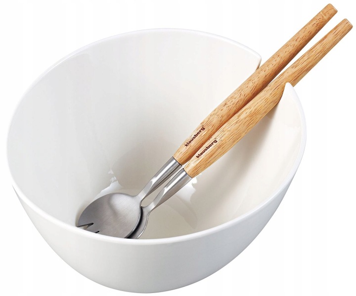 Porcelánová mísa bílá 23 cm na salát s lžícemi Klausberg KB-7787