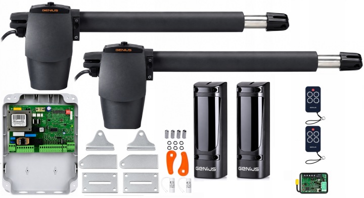 Pohon pro dvoukřídlou bránu Genius G-bat 300 2 x dálkové ovládání, foto