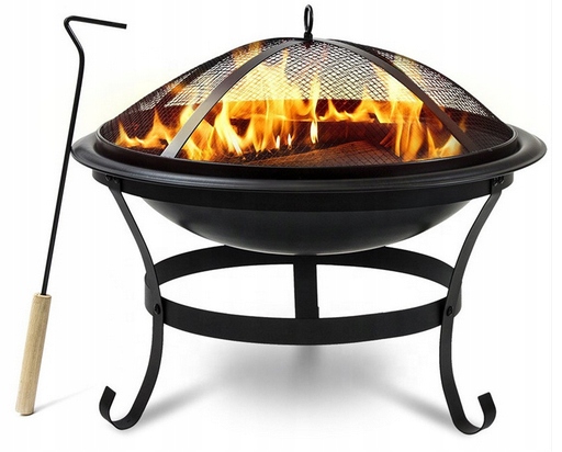 Zahradní Ohniště Na Ohniště Grilu Velké 76 CM S Víkem Pohrabáč