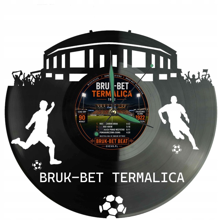 Bruk-Bet Termalica Nástěnné hodiny Vinylová deska pro fanouška jako Dárek