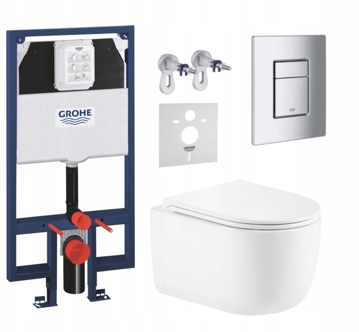 Sada Wc Rám Grohe 80 mm s mísou Wc Imprese a tlačítkem chrom