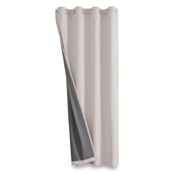 Zatemňovací Závěs Termoizolační lněný vzhled 210 x 132 cm Bílá