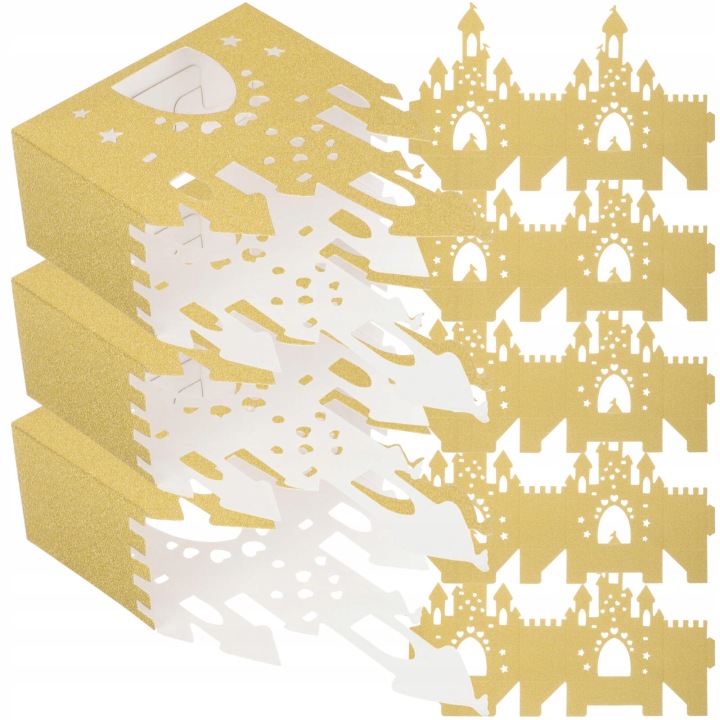 10 шт. Golden Hollow-Out Castle Paper Candy Boxes для Вечірка Подарунки — фото 2
