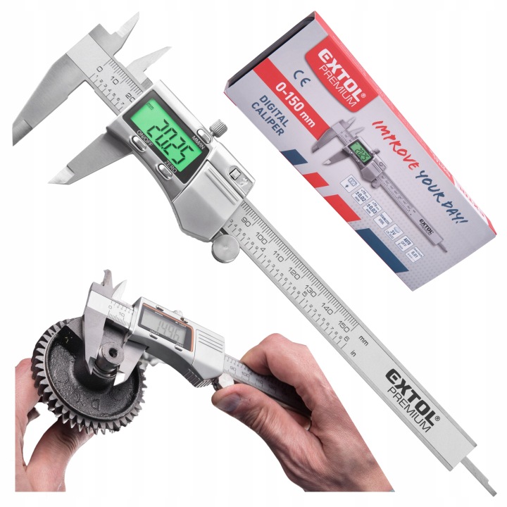 Elektronické posuvné měřítko 0-150 mm z nerezové oceli Inox Přesné Pouzdro