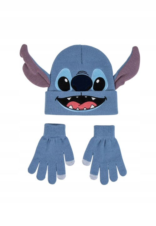Набір шапка і рукавички синій, Stitch