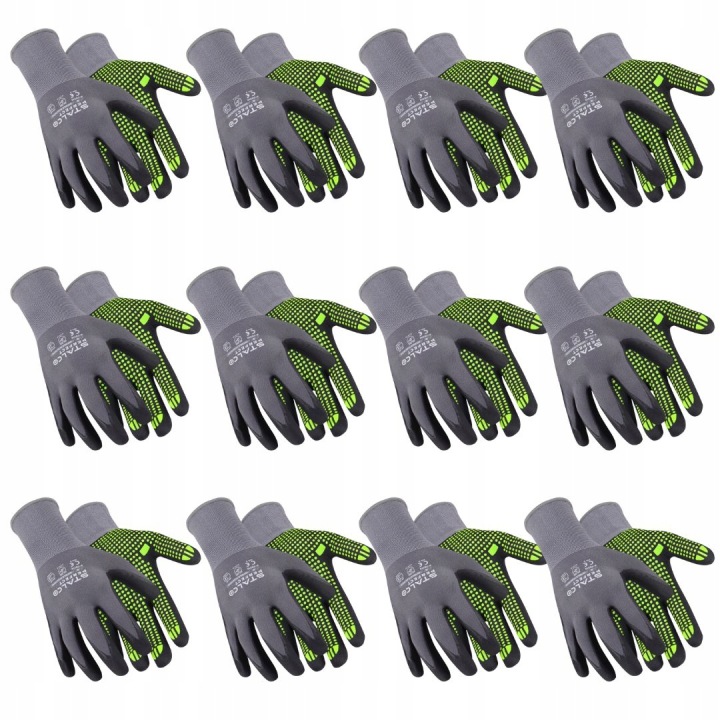 Multipack Nylonové protiskluzové pracovní rukavice S-76321 Vel 10 XL 12 párů