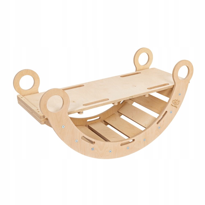 Гойдалка Small Dream Rocker Натуральне дерево & Гірка з Бежевою Подушкою — фото 4