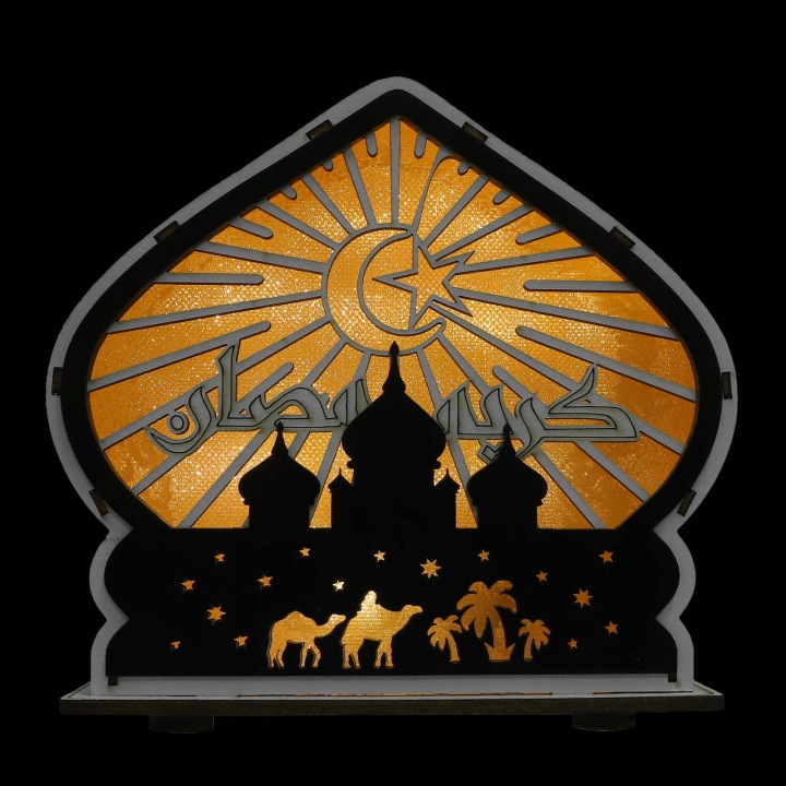 Дерев'яна лампа LED на стіл рамадан EID MUBARAK прикраса — фото 5