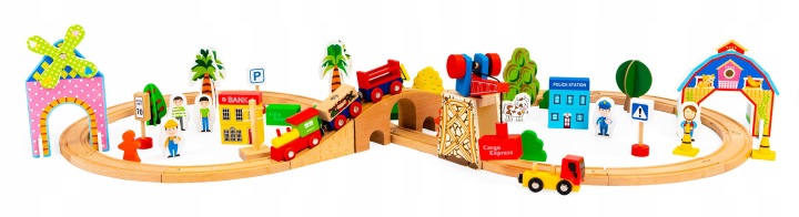 Дерев'яний потяг залізниця 74 елементи ECOTOYS — фото 2