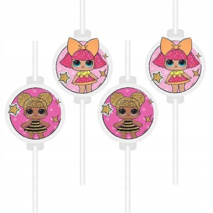 Соломинки трубки на день народження LOL Glitterati Peppa 4 шт. — фото 3