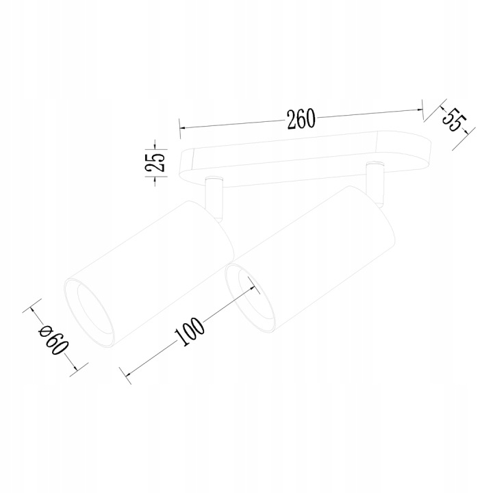 Lampa Sufitowa Spot Pipe Spot Czarny 2xGU10 Ruchomy Reflektor Marka Eko-Light
