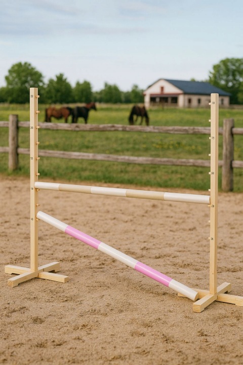 Перешкода для стрибків для Hobby Horse 120 см, дві колоди - бежева і світло-рожевий — фото 4