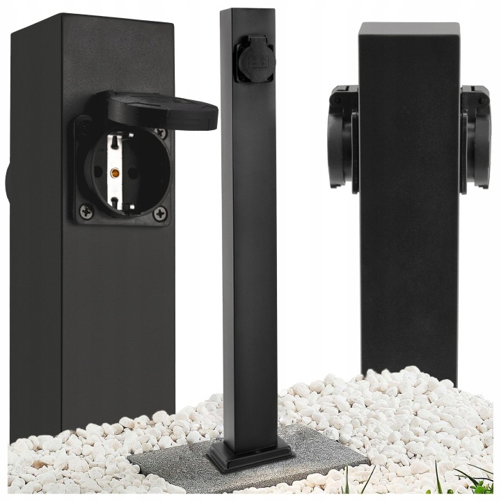 Zahradní sloupek Elektrická stojací lampa 2x Hermetická zásuvka 60 cm 16A