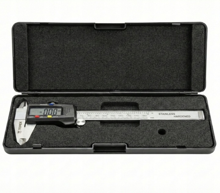 Elektronické digitální posuvné měřítko v krabičce 150 mm Topex