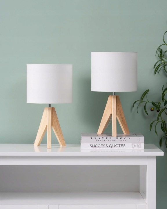 Sada 2 stolních lamp na trojnožce Edishine s závitem E27 a bílým stínítkem