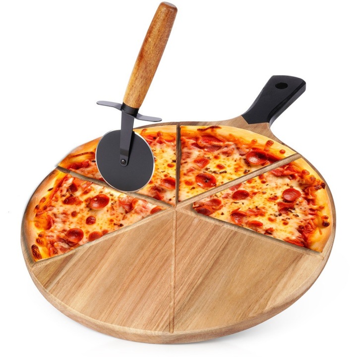 Prkénko na krájení Pizzy, servírování, podávání nůž, nůž, radýlko na krájení