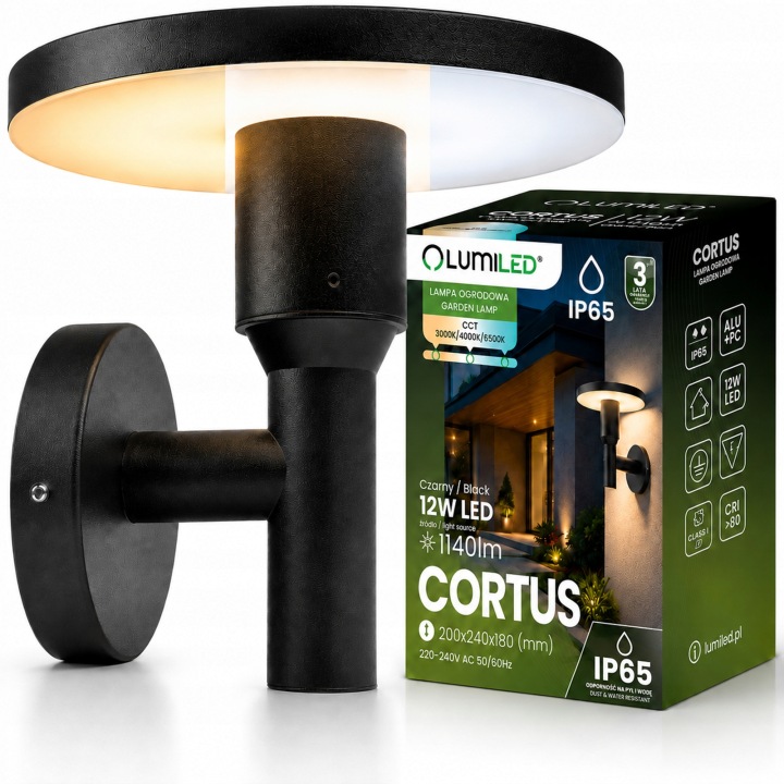 Zahradní Led lampa Venkovní nástěnné fasádní svítidlo 12W 3 Barvy IP65