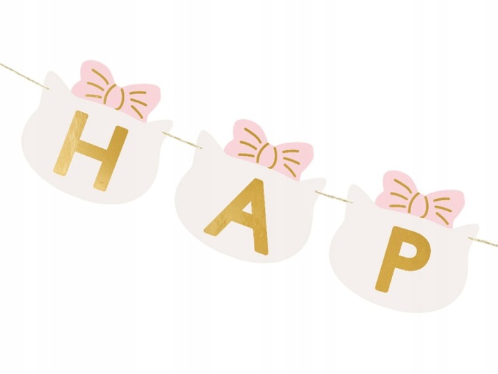 Банер на день народження Happy Birthday Котики - рожевий, 12 x 280 см — фото 2