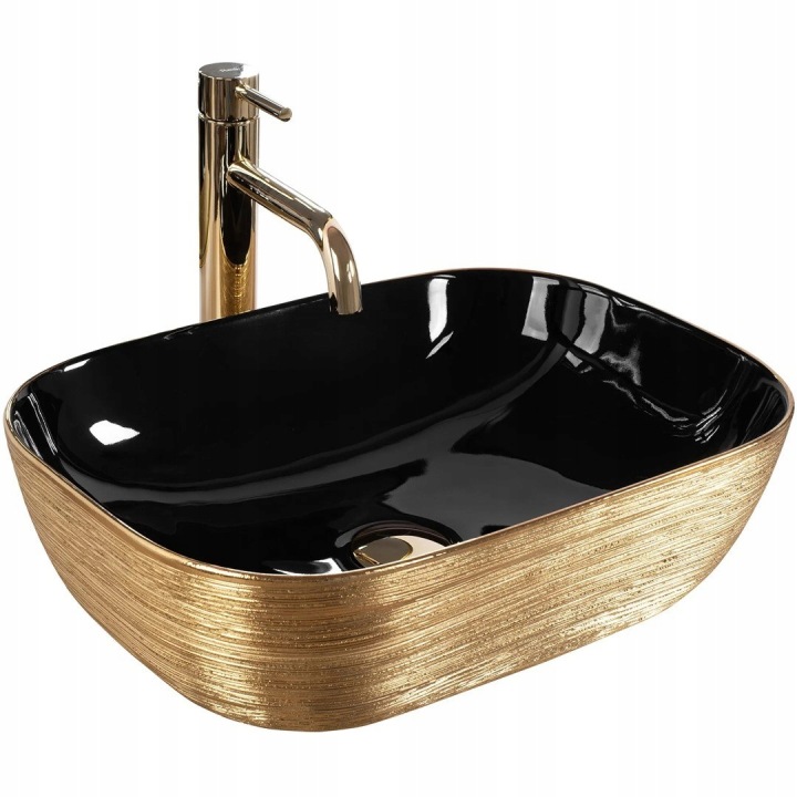 Umyvadlo Belinda Brush Gold/black Na Desku
