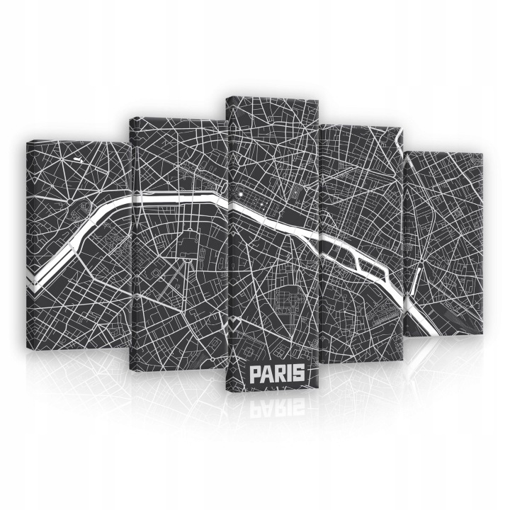 Obraz 100x60 Mapa Paříže černobílý minimalistický geometrický abstrakce