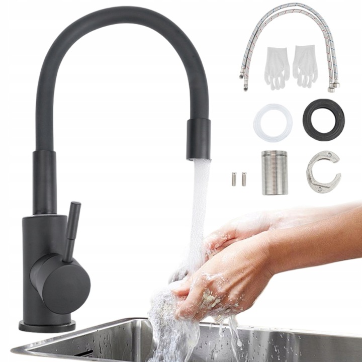 Kuchyňská Baterie Do Dřezu, Flexibilní, Pohyblivá, Flexibilní, Černá