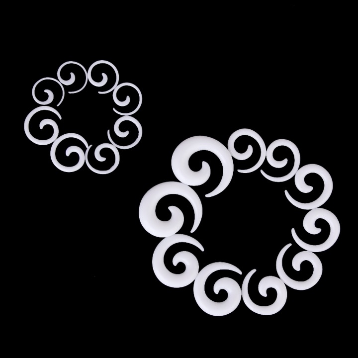 9Pairs Акриловий Spiral Gauge Earrings Ear Plug Для розтяжки Білий — фото 5