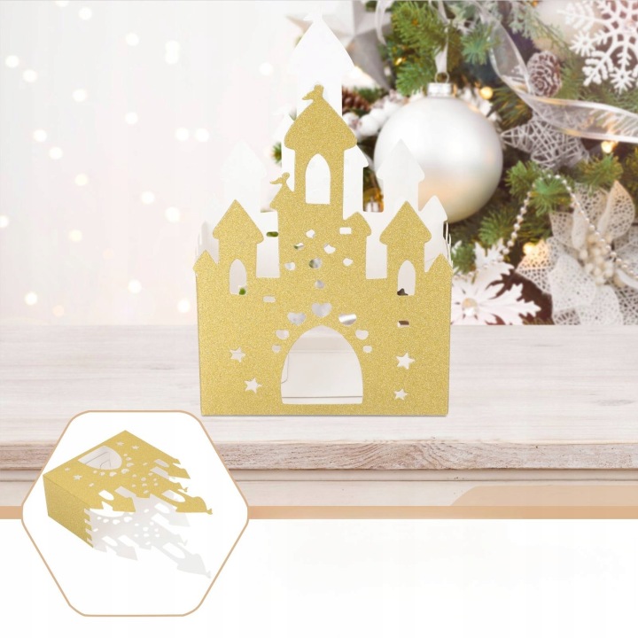 10 шт. Golden Hollow-Out Castle Paper Candy Boxes для Вечірка Подарунки — фото 11