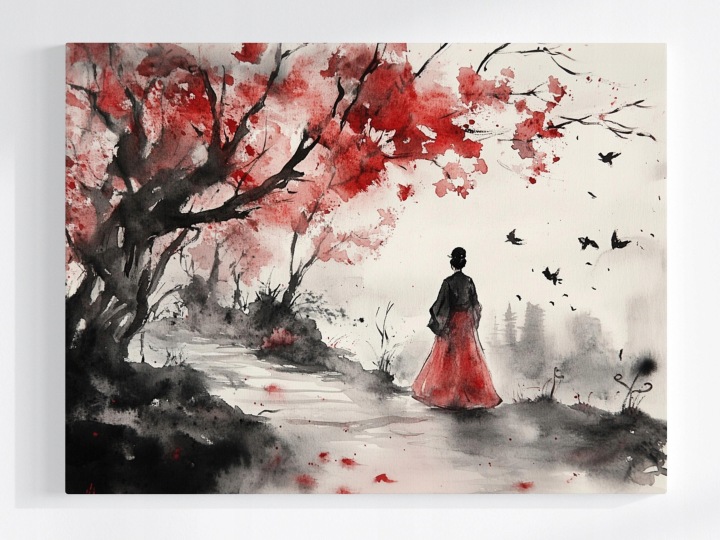 Plakát Krajina Japonsko Asie Žena Dřevo Procházka 100x75